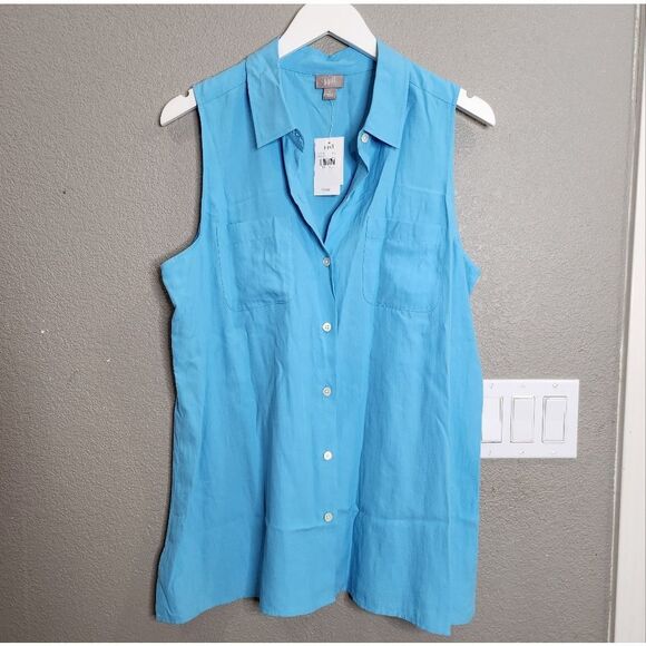NWT J. Jill Womens Tidal Blue Button Up Shirt - Picture 1 of 6